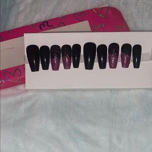 Wicked Kiss Press-On Nails | Black & Red Glam Set | Reusable & Handmade